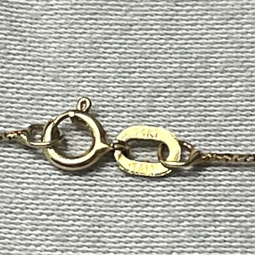 14KT Yellow Gold Pearl Diamond Teardrop Pendant Box‎ Chain Necklace Italy 2.7g